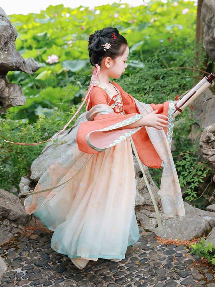 新款汉服女童春秋款儿童古风超仙古装唐风女宝宝唐装小女孩连衣裙