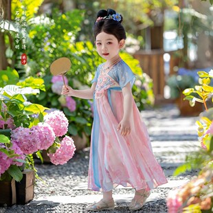 汉服小童夏季新款女宝宝裙小女孩中国风公主裙古风超仙飘逸薄唐装