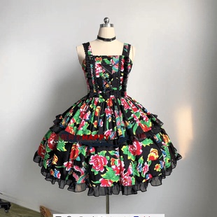 吊带晚礼服 时尚 东北纯棉大花连衣裙中国风舞台合唱舞蹈服撑裙款 式