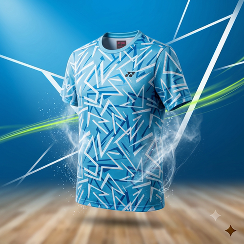 YONEX/尤尼克斯羽毛球服几何线条文化衫yy速干透气运动短袖-2876