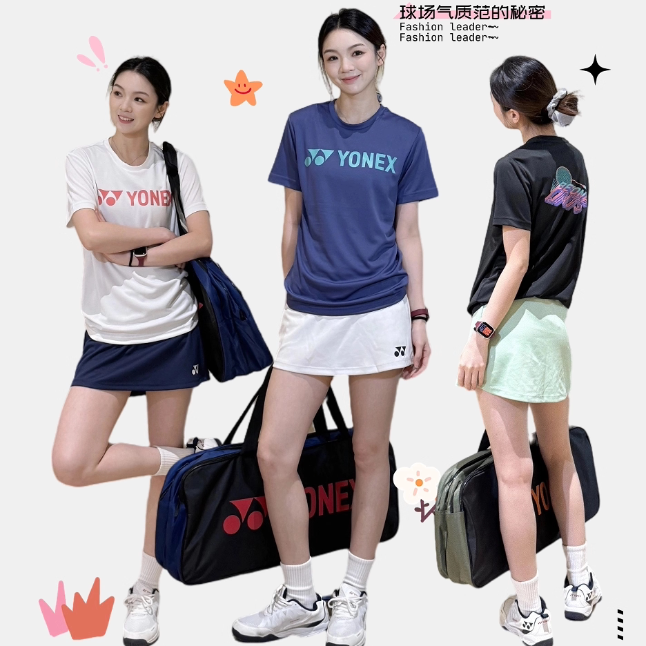 YONEX/尤尼克斯羽毛球服运动速干短袖背后羽球拍图案文化衫-3043图片