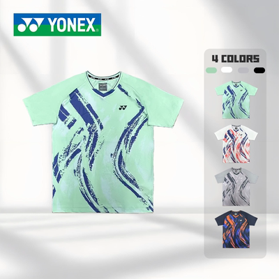 YONEX/尤尼克斯羽毛球服撞色涂鸦运动上衣yy速干透气短袖背心2952
