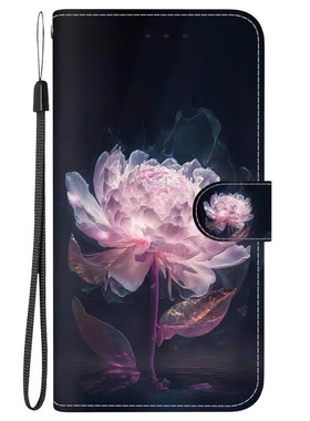 紫色牡丹花适用iphone17/air/15plus/14/11/12/13promax苹果16e翻盖手机壳XR/XS电话皮套78插卡保护壳SE2/SE3