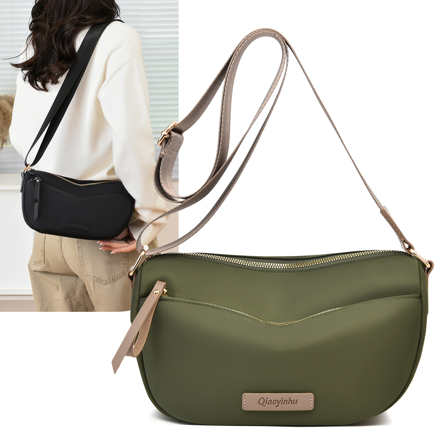 手机包女包2026新款牛津布饺子包百搭休闲单肩包轻便斜挎零钱小包