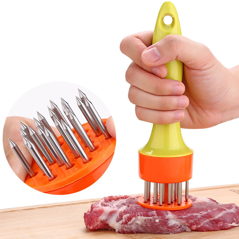 不锈钢松肉针牛排松肉锤嫩肉针加大敲打肉锤松肉器嫩肉器扣肉插孔