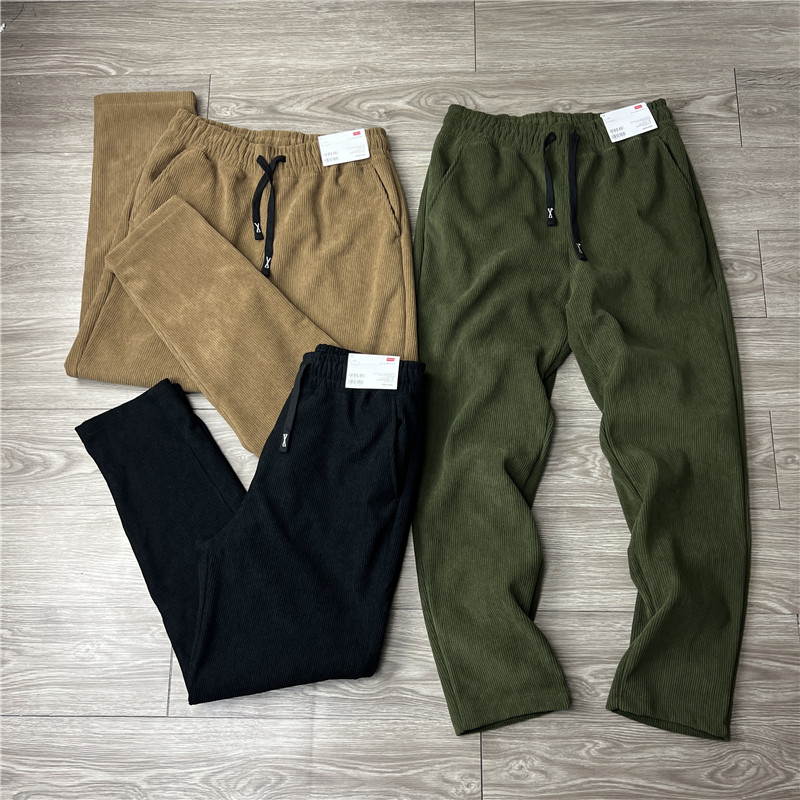 复古灯芯绒加绒加厚休闲裤