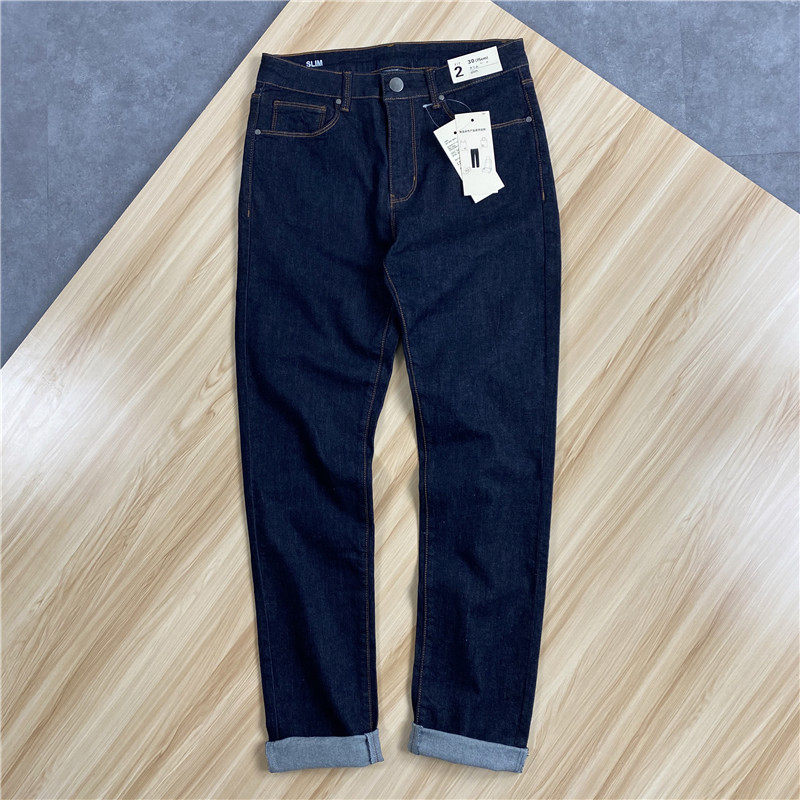 丹宁外贸原色剪裁春季横竖牛仔裤