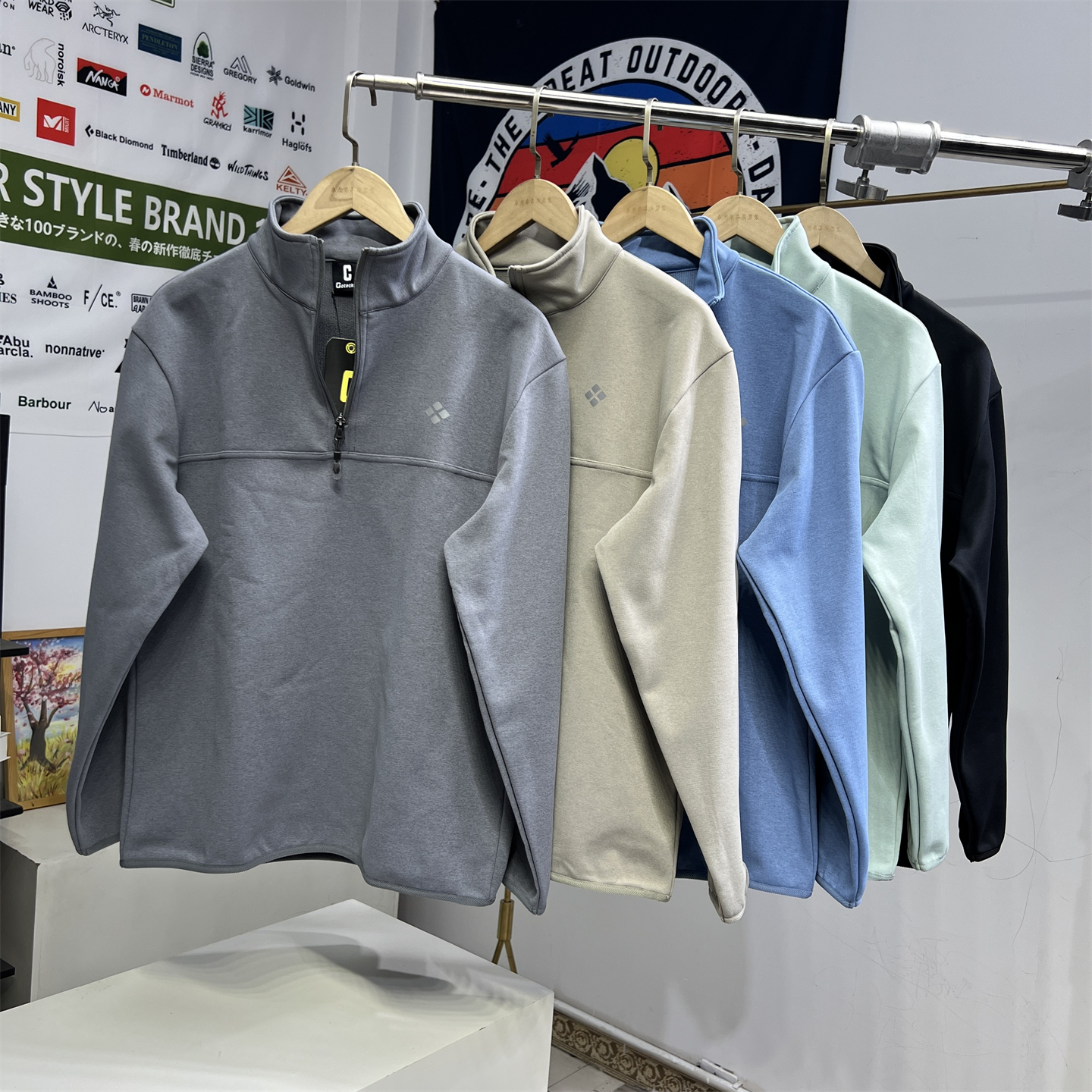 岛国单！防风保暖秋冬男女同款户外山系套头半拉链抓绒卫衣软壳衣