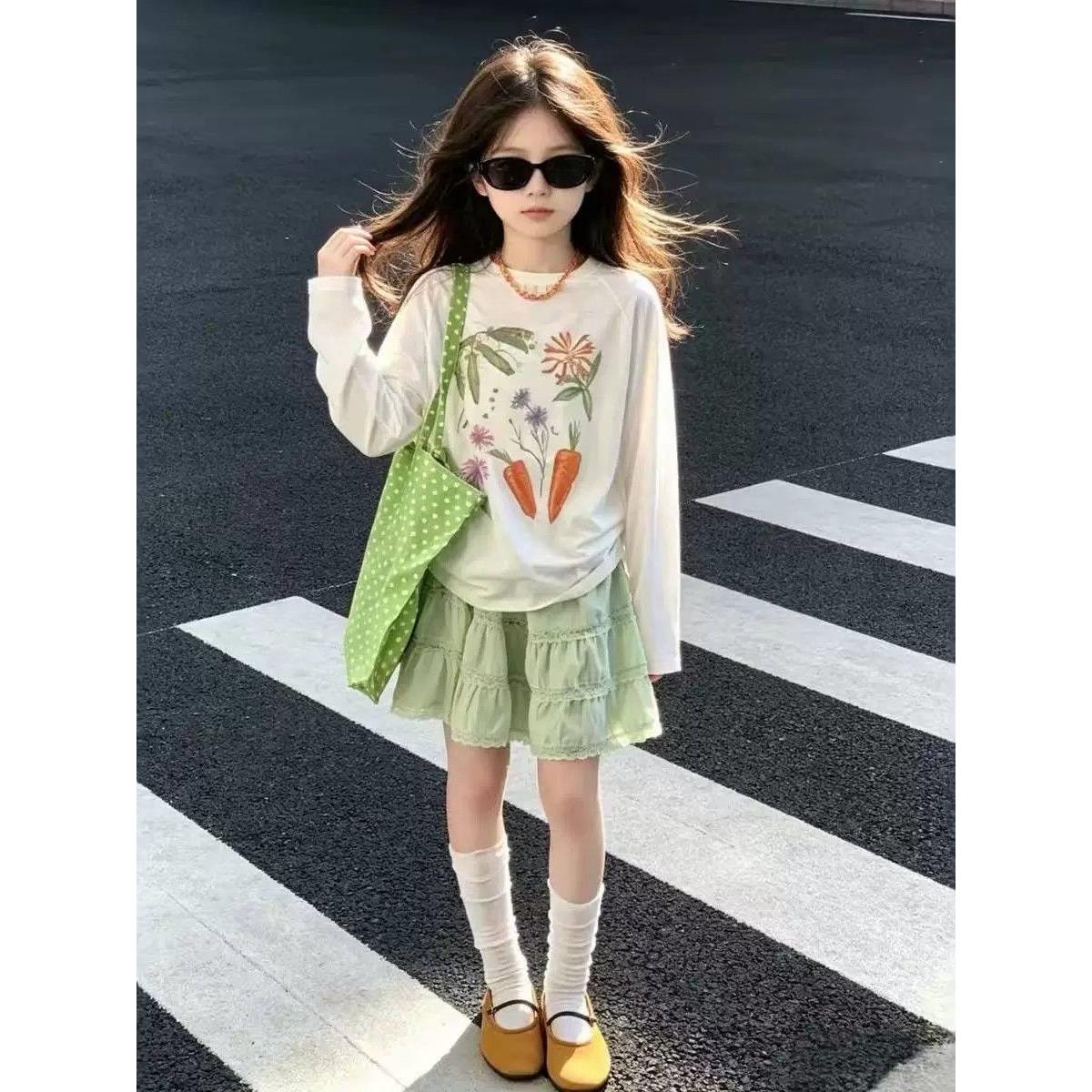 女童夏季冰丝防晒连衣裙两件套