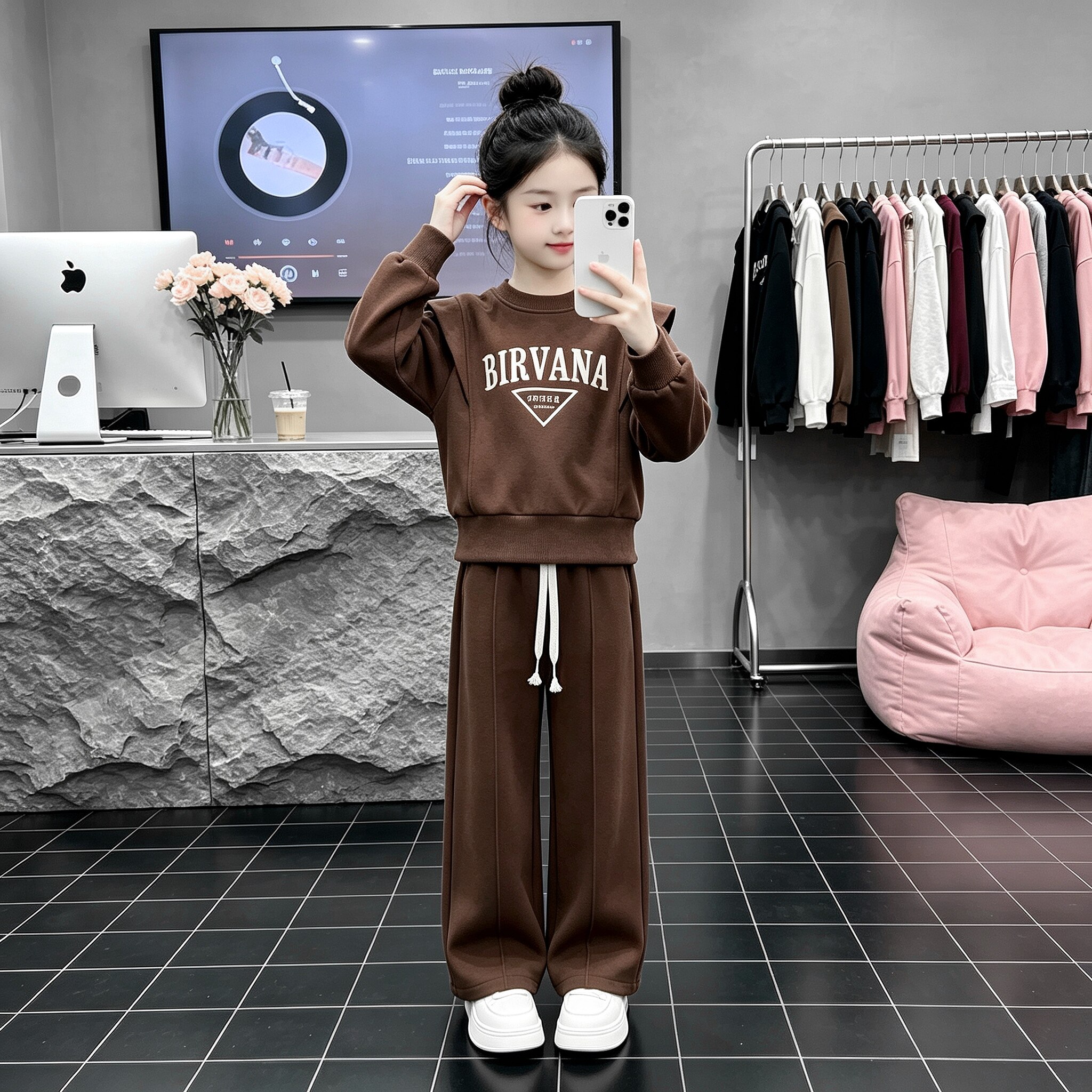 女童巨好看秋装套装女孩春秋季运动服洋气时髦儿童休闲卫衣两件套