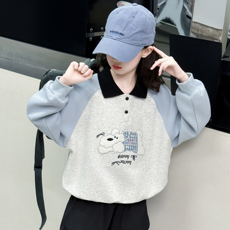 女童卫衣秋季2025新款洋气上衣中大童女孩春秋休闲儿童装polo衫潮
