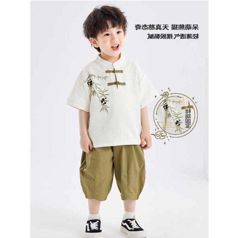 夏季男童汉服套装 中国风新中式古装演出服棉麻面料适用各年龄