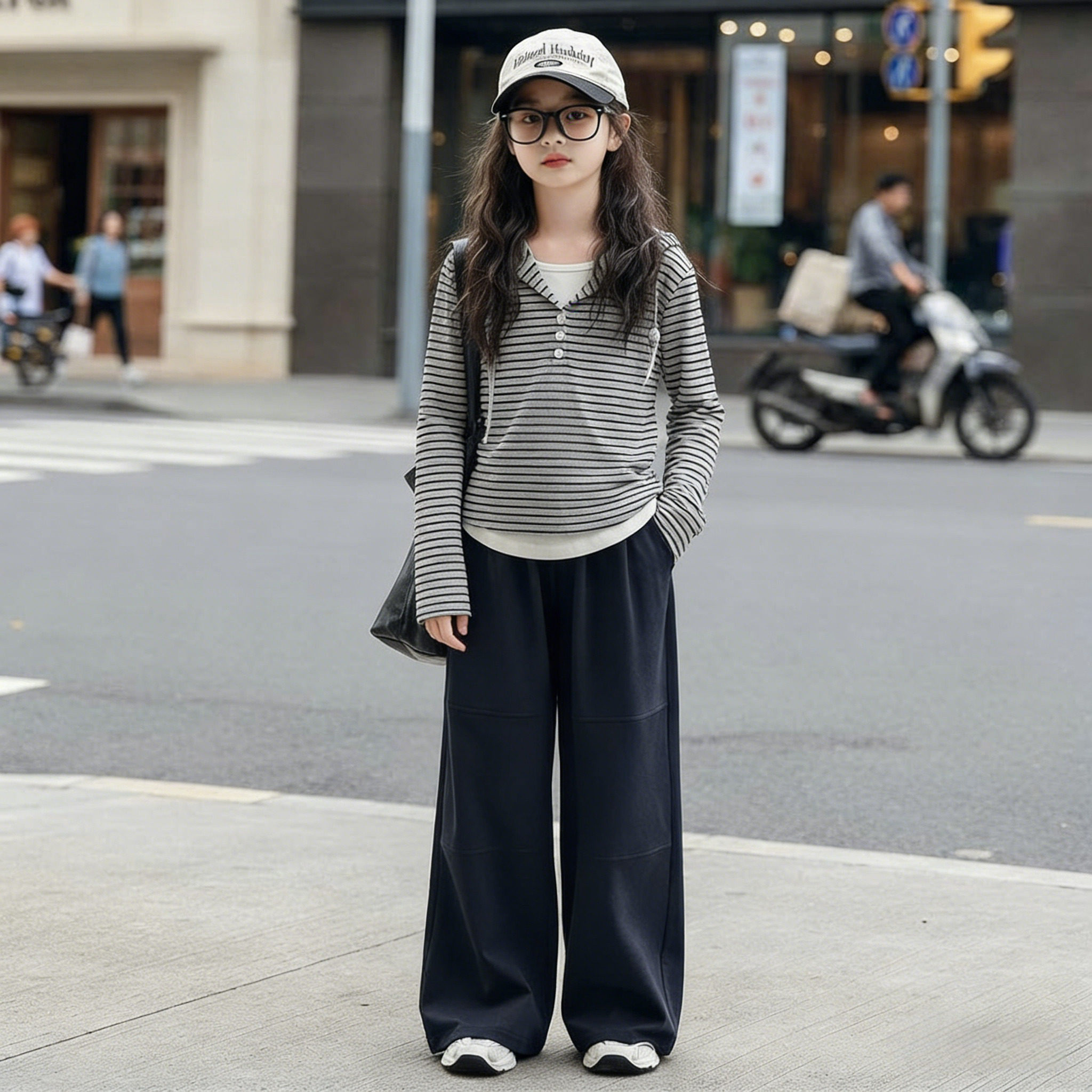 女童韩系条纹卫衣套装春秋新款