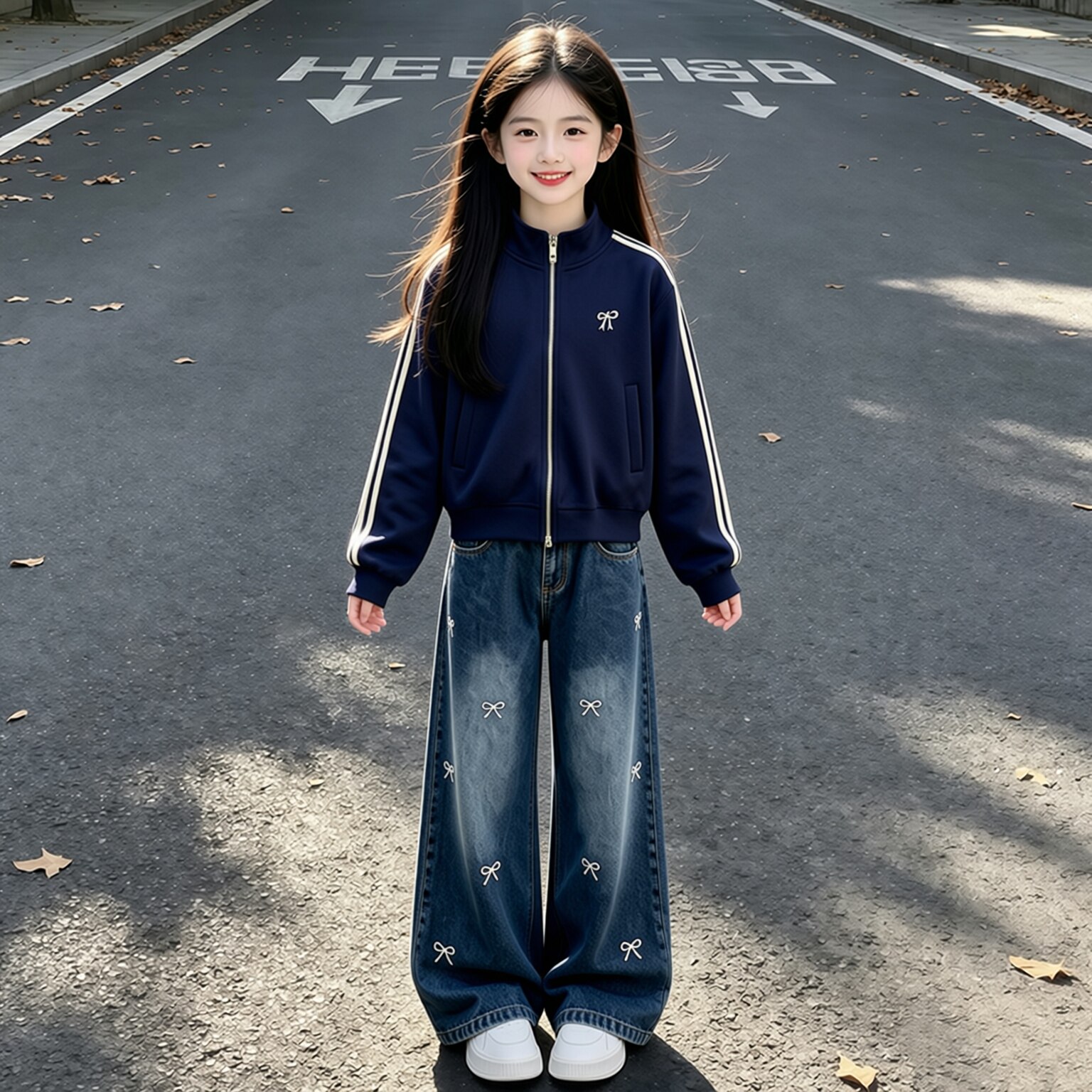 女童卫衣套装秋装2026新款儿童牛仔阔腿裤中大童开衫女孩休闲外套