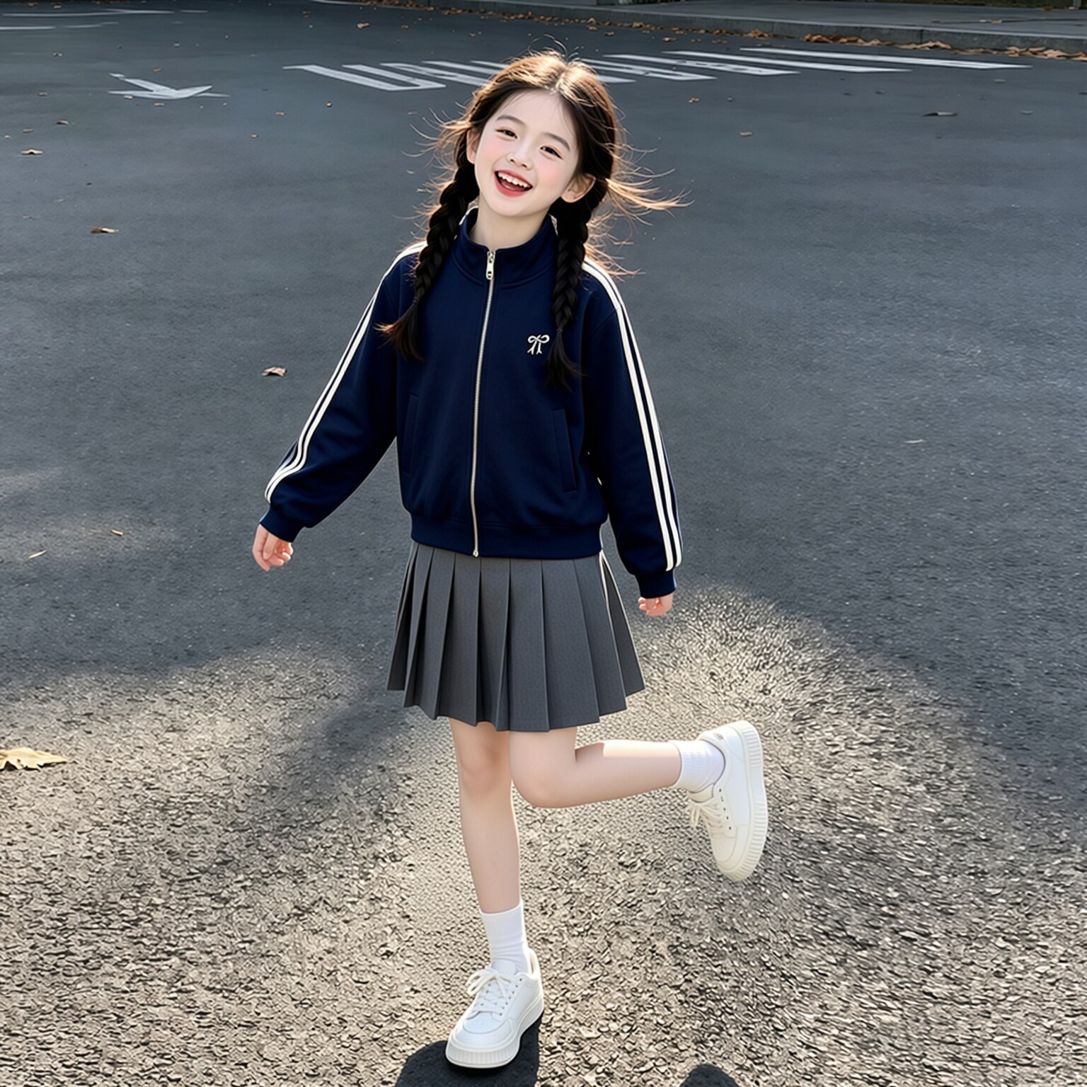 女童春装休闲套装2026新款韩版洋气儿童女孩春秋外套百褶裙两件套
