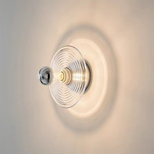 波纹简约壁灯中古风玻璃设计师调性背景墙过道玄关走廊装饰顶灯