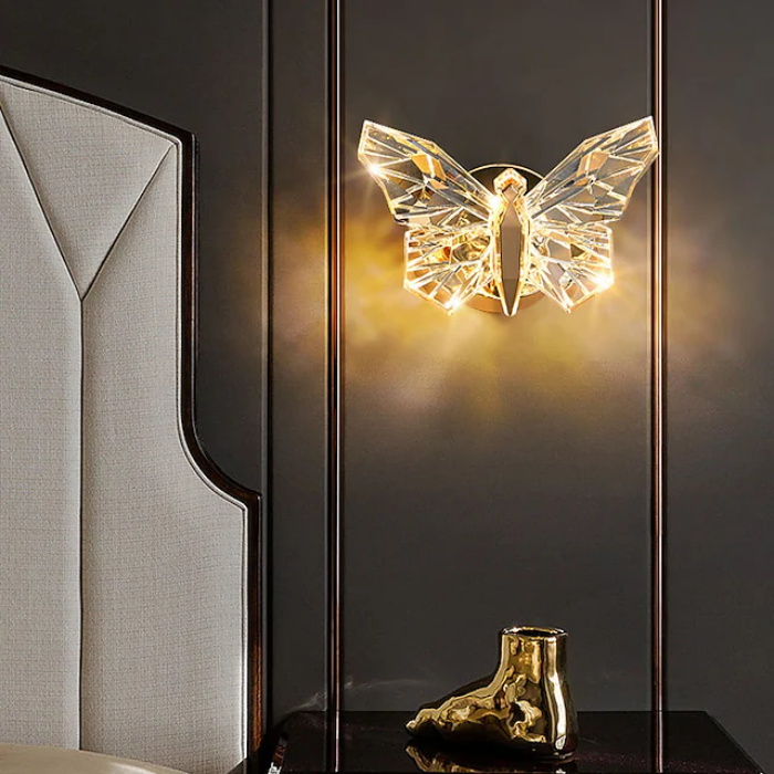 蝴蝶吊灯台灯房床头壁灯设计师网红蝴蝶楼梯走道少女生卧室装饰灯