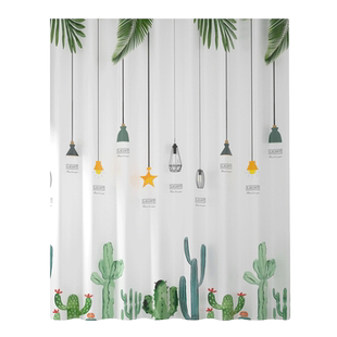 卫生间防水浴帘布免打孔帘子套装加厚挡水帘浴室保暖遮挡隔断挂帘