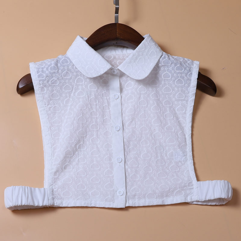 优美LF假领子衬衫款秋冬款假衣领衬衣女士领子马甲圆领刺透心形