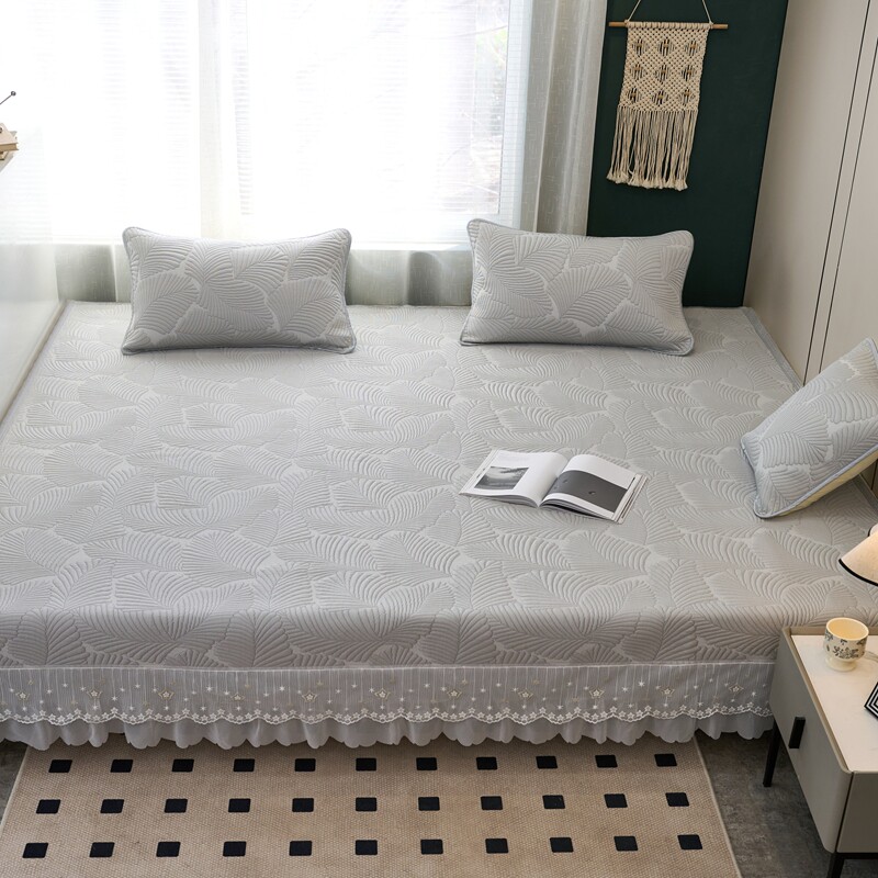 定做新款榻榻米床盖 凉席四季防滑A类冰丝床罩花边垫大炕专用床单