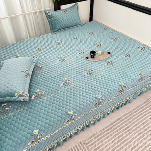 定做新款高端A类牛奶绒防滑榻榻米床盖 绣花夹棉大炕专用床单