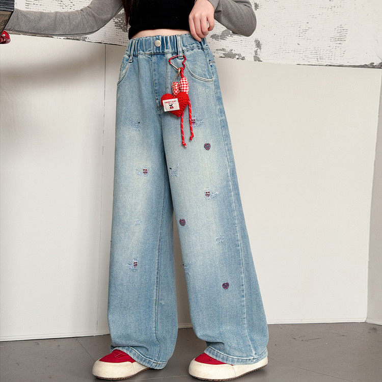 女童牛仔裤潮酷2026春装新款洋气儿童韩版裤子中大童高级感阔腿裤,童装/婴儿装/亲子装,儿童牛仔裤,淘宝优惠券,粉丝福利购,淘宝优惠卷
