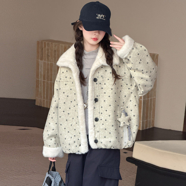 女童加绒外套秋冬装2026新款超好看洋气加厚上衣儿童冬季呢子大衣