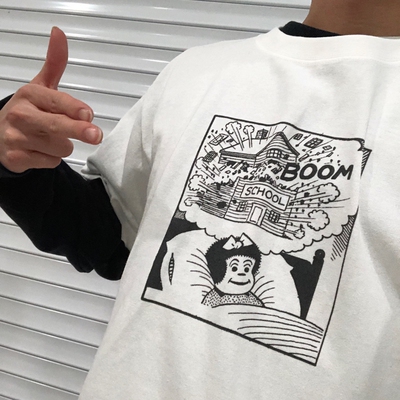 boom厚实纯棉圆领白色T恤男女款