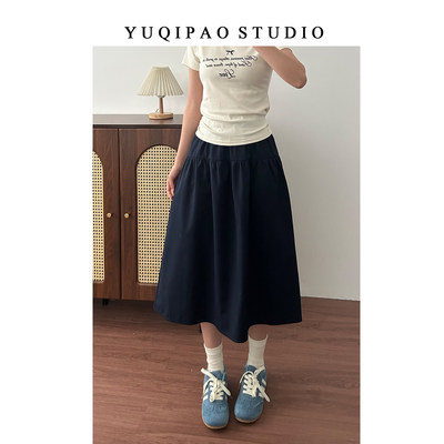 大尺码胖mm日系藏青色半