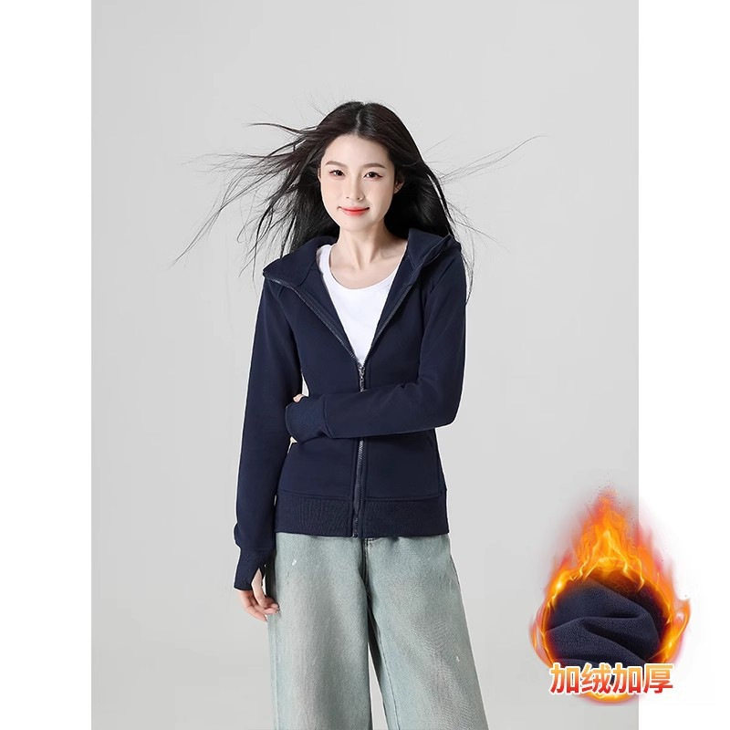 修身卫衣外套女2025新款春秋冬韩系穿搭拉炼连帽收腰长袖开衫