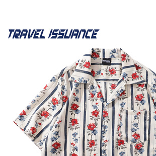 港式 街头古巴领个性 夏季 TRAVEL 衬衫 考验他人 宽松短袖 ISSUANCE