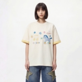 TRAVEL T恤男女 国潮复古刺绣花卉格纹宽松短袖 ISSUANCE 马年大吉