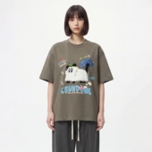 ISSUANCE 主打快乐 新款 TRAVEL 复古小狗刺绣宽松慵懒短袖 T恤男女