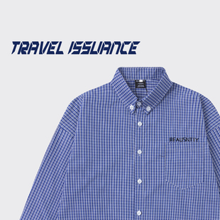 TRAVEL ISSUANCE 往事随风 国潮牌ins简约条纹设计感宽松长袖衬衫