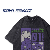 TRAVEL T恤潮 复古宽松洗水卡通动漫印花短袖 ISSUANCE 会吹散很多