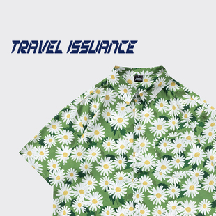 花衬衫 TRAVEL 日系小众vintage短袖 ISSUANCE 宽松bf男女 小雏菊花