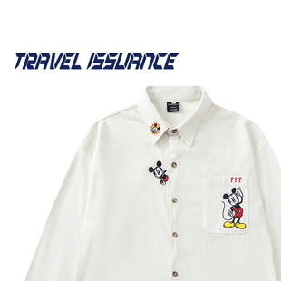 衬衫 TRAVEL 国潮牌卡通刺绣宽松休闲男女长袖 带着疑问 ISSUANCE
