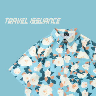 花朵油画小众艺术感潮牌休闲百搭慵懒风情侣盐系 TRAVEL ISSUANCE