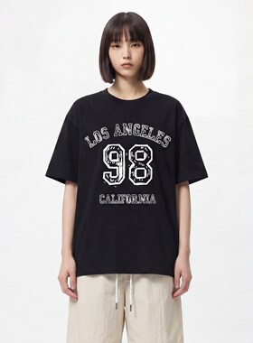 洛城记忆数字98短袖T恤oversize