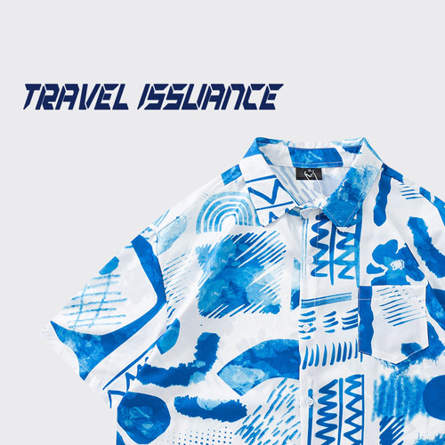 个性短袖衬衫宽松情侣tee