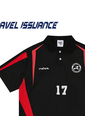 TRAVEL ISSUANCE 生活和松弛 美式街头复古运动宽松撞色短袖T恤BF