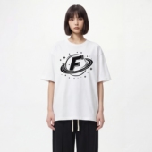 T恤男女夏季 TRAVEL 星球F字母印花短袖 街头潮流风 宽松 ISSUANCE