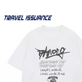 TRAVEL T恤男女 小众宽松字母印花百搭圆领短袖 ISSUANCE 电话响声