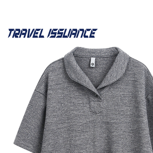 TRAVEL ISSUANCE 播放夏的 新款休闲慵懒风宽松纯色短袖T恤百搭潮