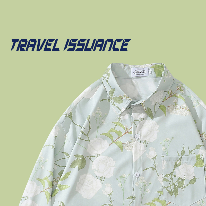 TRAVEL ISSUANCE白花亦已出清新淡雅花卉满印日系慵懒情侣同款-封面