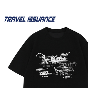 TRAVEL ISSUANCE 远方自由 小众百搭创意字母休闲宽松短袖T恤男女