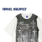 TRAVEL T恤潮 日系街头痞帅印花宽松圆领短袖 ISSUANCE 说点风凉话