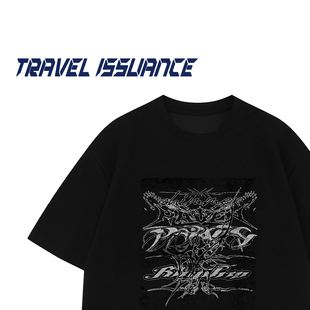 TRAVEL ISSUANCE 突然之间 新款百搭圆领创意印花宽松短袖T恤男女