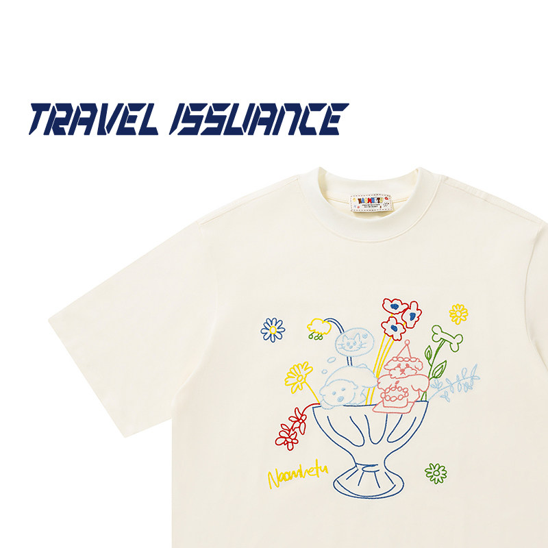 TRAVEL ISSUANCE 冰淇淋绘 日系元气甜品印花卡通宽松短袖T恤男女