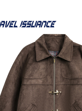 TRAVEL ISSUANCE 变的麻木 高街翻领飞机扣拼接宽松夹克外套百搭